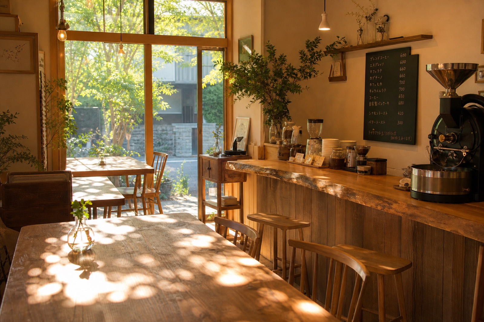 カフェこもれびのデザインサンプル(架空)の店内イメージ